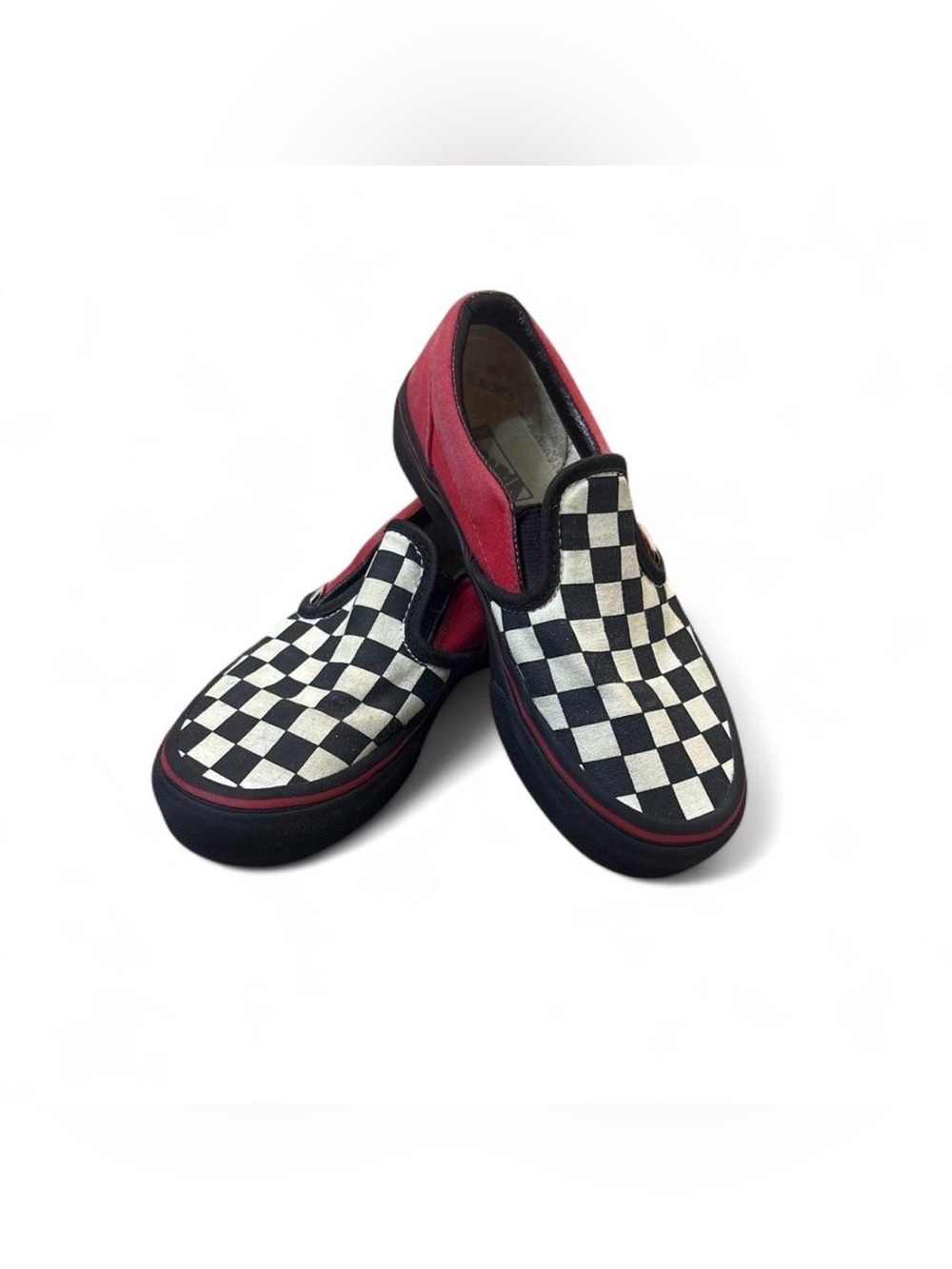 Vans Kids Slip-On Checkerboard Sneakers in Red and Black